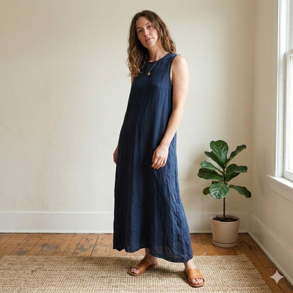Loup Dresses & Skirts - Loup Cupro Viscose Sleeveless Maxi Dress Womens Medium Navy Blue‎ Minimalist